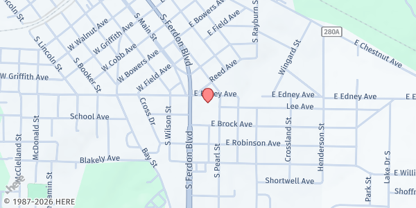 Map showing Central Baptist Church at 951 S. Ferdon Blvd., Crestview, FL