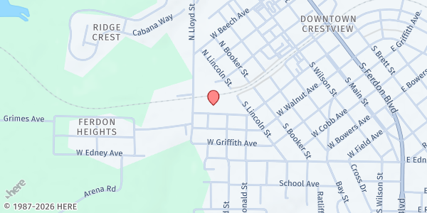 Map showing First Church of God In Christ Food Pantry at 798 Martin Luther King Jr Ave., Crestview, FL