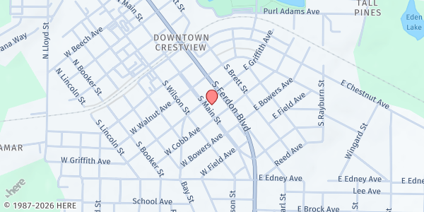Map showing Life Point Church at 400 S. Ferdon Blvd., Crestview, FL