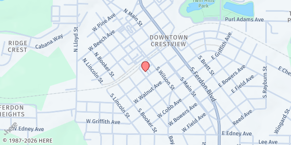 Map showing Sharing & Caring of Okaloosa County - Crestview at 308 Martin Luther King Jr Ave., Crestview, FL