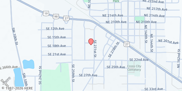 Map showing New Beginnings Horseshoe at 216 SE 271st Street, Cross City, FL