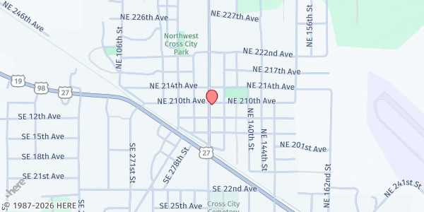 Map showing United Christian Services of Dixie County at 251 Cedar St, Cross City, FL