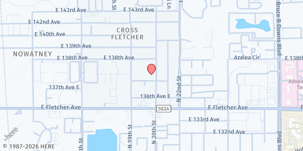Map showing Harvest Hope Park at 13704 North 20th Street, Cross Fletcher, FL