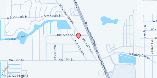 Map showing Crystal River Church of God at 2180 NW 12th Ave, Crystal River, FL
