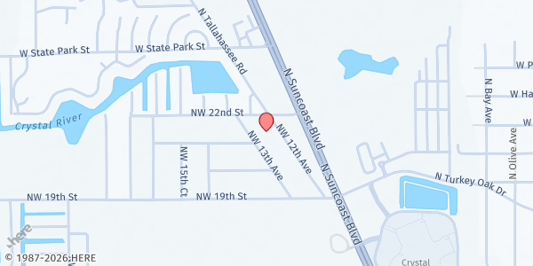 Map showing Crystal River Church of God at 2180 NW. 12th Ave., Crystal River, FL