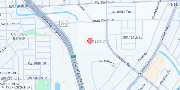 Map showing Bridge To Hope, W.O.C. Inc. - Cutler Bay at 10844 SW 188th St., Cutler Bay, FL