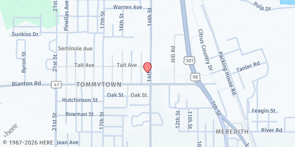 Map showing First Baptist Church Food Distribution - Lake George Park at , Dade City, FL