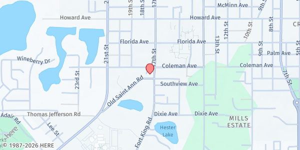 Map showing Metropolitan Ministries - East Pasco Family Support Center at 13703 17th St., Dade City, FL