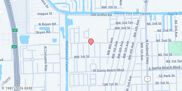 Map showing Dania Beach Ebenezer SDA Church at 134 NW 12th Ave., Dania Beach, FL