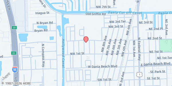 Map showing Ebenezer SDA Church at 134 NW 12th Ave., Dania Beach, FL