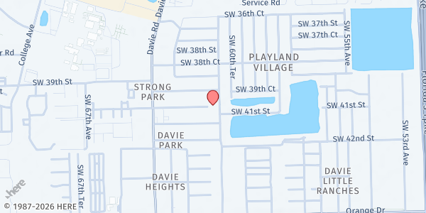 Map showing Tabernacle Christian Center Ministries at 4101 SW 61st Ave., Davie, FL