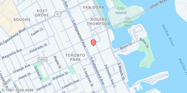 Map showing First Christian Church Good Samaritan Pantry at 326 S. Palmetto Ave., Daytona Beach, FL