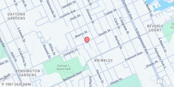 Map showing Rose Marie Bryon Children's Center at 625 South Street, Daytona Beach, FL