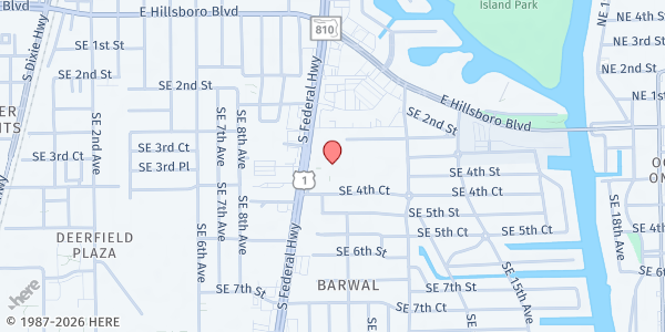 Map showing St. Ambrose Catholic Church at 380 S. Federal Hwy., Deerfield Beach, FL