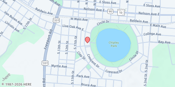Map showing First Methodist of DeFuniak Springs at 88 Circle Dr., Defuniak Springs, FL