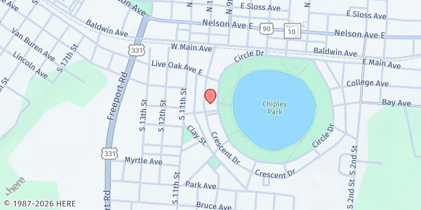 Map showing First United Methodist Church DeFuniak Springs at 88 Circle Dr., Defuniak Springs, FL