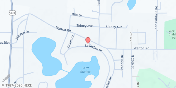 Map showing New Life SDA Church at 532 Lakeview Dr., Defuniak Springs, FL