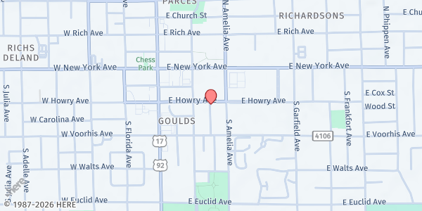 Map showing Bethel Empowerment Center at 226 E. Howry Ave., DeLand, FL