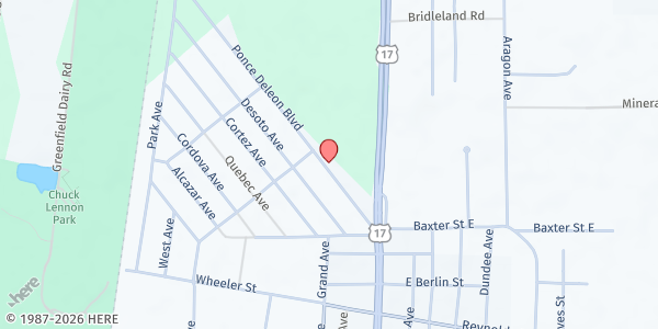 Map showing Christian Family Worship Center at 265 Ponce DeLeon Blvd., Deland, FL