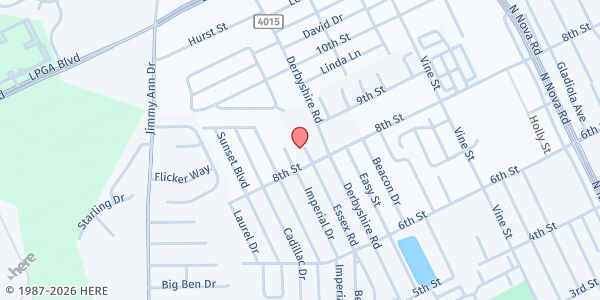 Map showing Living Faith Church at 950 Derbyshire Road, DeLand, FL