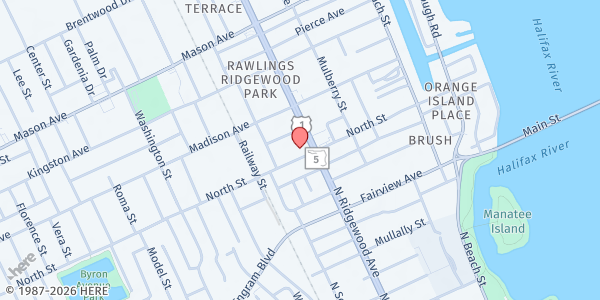 Map showing Salvation Army Center of Hope at 340 North Street, DeLand, FL