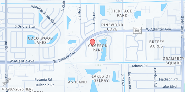 Map showing BOCA HELPING HANDS / Bethel Evangelical Baptist Church at 5780 W. Atlantic Ave., Delray Beach, FL