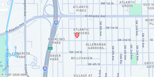 Map showing CROS Delray Beach Food Pantry at 141 SW 12th Ave., Delray Beach, FL