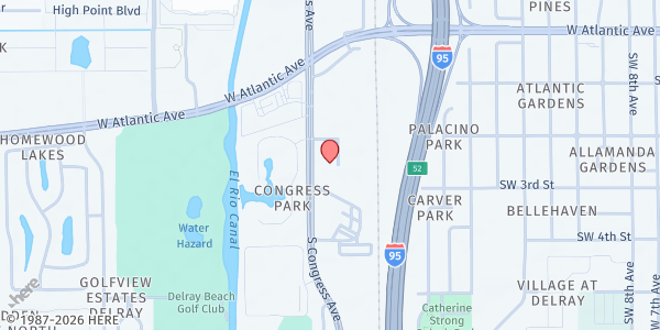 Map showing Florida Department of Health in Palm Beach County - Delray Beach at 225 S. Congress Ave., Delray Beach, FL