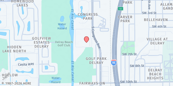 Map showing JACOBSON FAMILY FOOD PANTRY AT RUTH & NORMAN RALES JEWISH FAMILY SERVICES at 430 S. Congress Ave., Delray Beach, FL