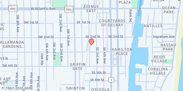 Map showing Our Support for Children in Need - Delray Beach at 229 SE 2nd Ave., Delray Beach, FL