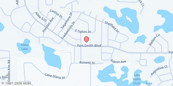 Map showing Iglesia Hispana Nazareno de Deltona, Inc. at 600 Fort Smith Blvd., Deltona, FL