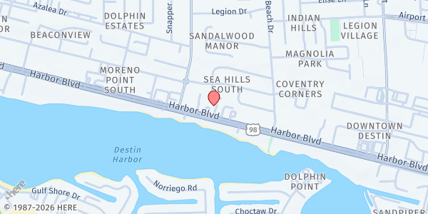 Map showing Destin Harvest at 625 Harbor Boulevard, Unit 9, Destin, FL