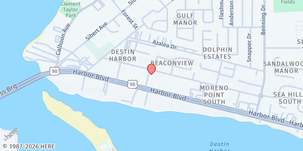 Map showing Harvest House Destin at 300 Mountain Dr., Destin, FL