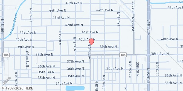 Map showing HANNA'S HOMELESS CENTER at 3943 39th Avenue North, Disston Heights, FL