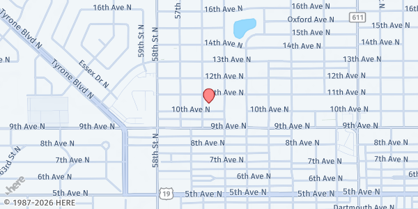 Map showing St Petersburg SDA Church at 1001 56th Street North, Disston Heights, FL