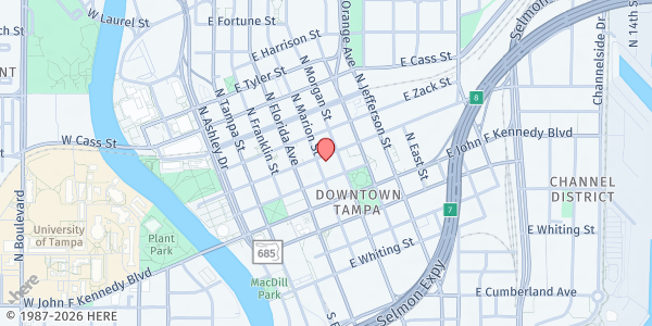 Map showing St. Andrew's Episcopal at 509 East Twiggs Street, Downtown, FL