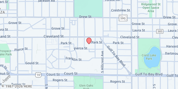 Map showing St. Vincent De Paul Soup Kitchen at 1345 Park Street, Downtown, FL