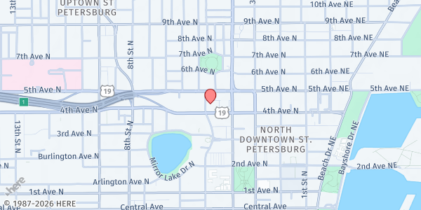 Map showing Trinity Lutheran Church at 401 5th Street North, Downtown, FL