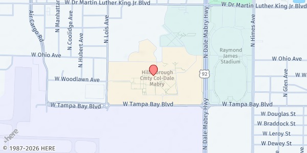 Map showing HCC Dale Mabry Mega Pantry at 4001 West Tampa Bay Boulevard, Drew Park, FL