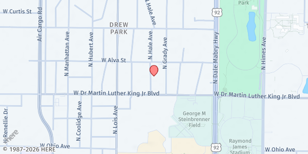 Map showing Without Walls ONE Reach-Food Pantry at 4414 North Grady Avenue, Drew Park, FL