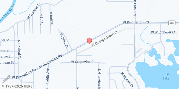 Map showing River Life Church at 2872 W. Dunnellon Rd., Dunnellon, FL