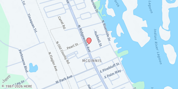 Map showing Edgewater United Methodist Church at 211 North Ridgewood Ave, Edgewater, FL