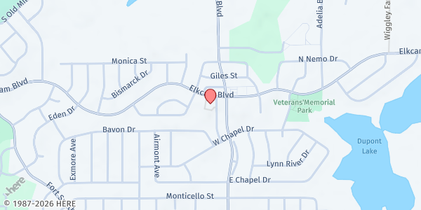 Map showing The Lighthouse Pentecostal Church at 1785 Elkham Drive, Elkham, FL