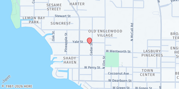 Map showing Englewood Bible Church at 501 Yale St., Englewood, FL