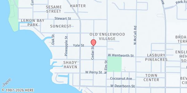 Map showing Englewood Bible Church at 501 Yale Street, Englewood, FL