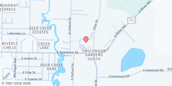 Map showing Englewood Helping Hand at 700 E. Dearborn St., Englewood, FL