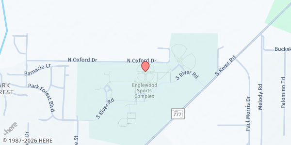 Map showing Englewood Sports Complex at 1300 S River Rd, Englewood, FL