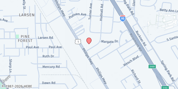 Map showing Lutheran Social Services Food Pantry at 4615 Philips Highway, Englewood, FL