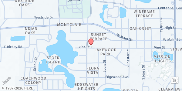 Map showing Joining Hands in Food Ministry at 130 South Lone Oak Drive, Eustis, FL