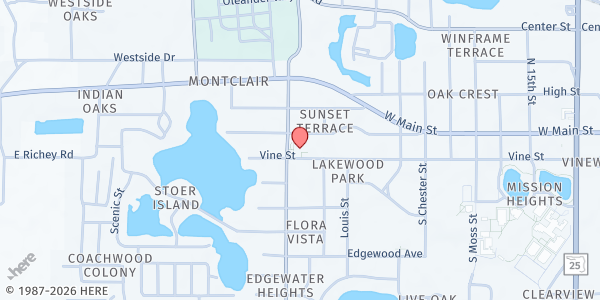 Map showing Joining Hands in Food Ministry, Inc at 130 South Lone Oak Drive, Eustis, FL